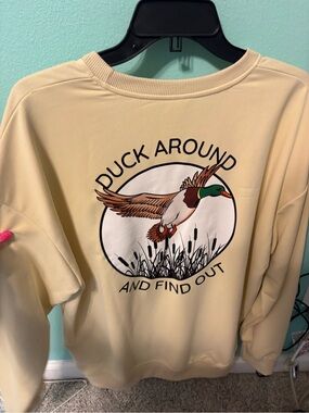 Duck Around Graphic Sweatshirt - Cream with Green & Brown Duck